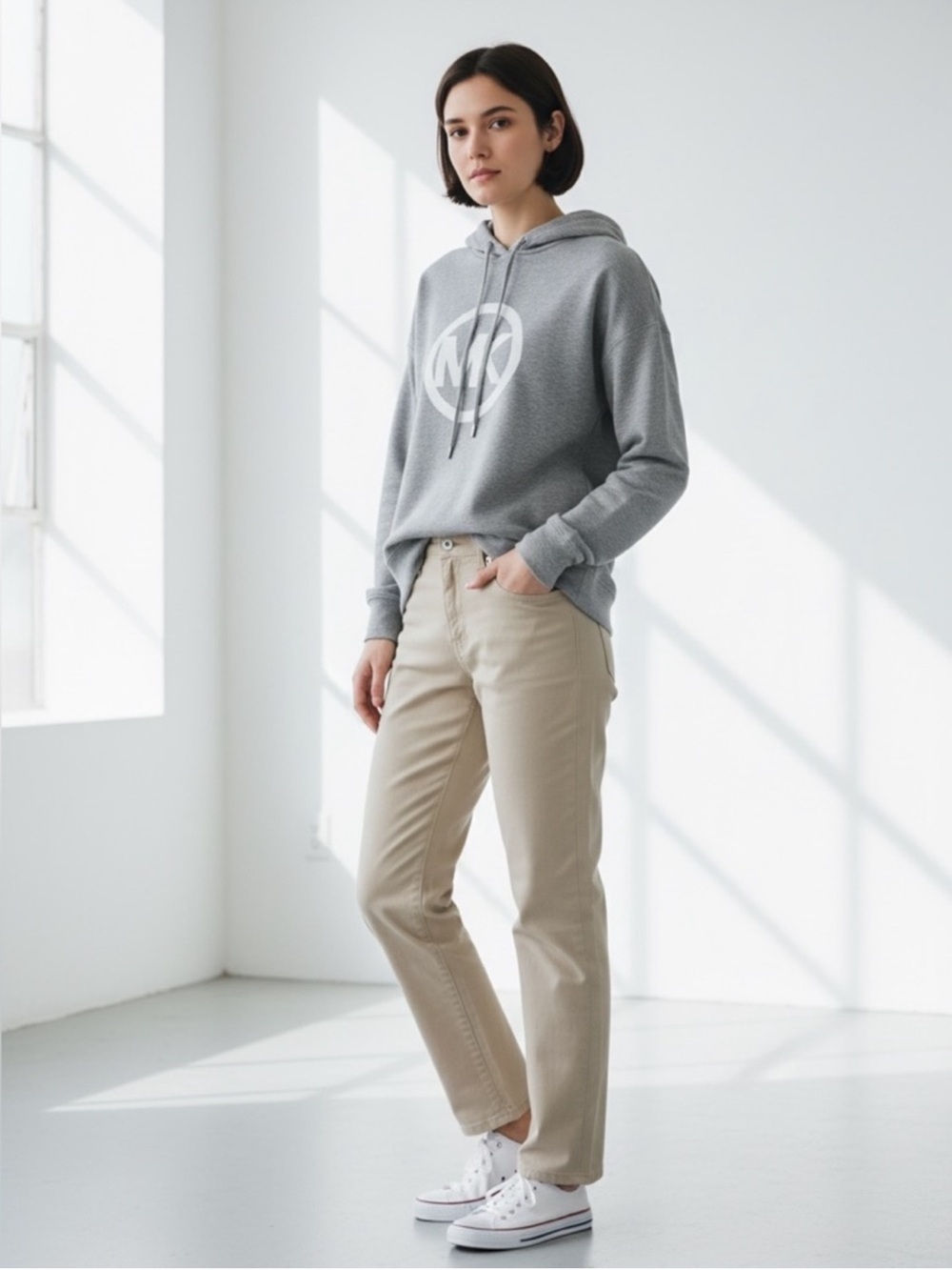 Micheal Kors NWT grey athleisure casual cotton pullover hoodie sweatshirt small